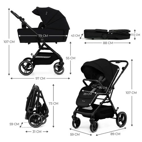 Kinderkraft dječja kolica Yoxi 2u1, Pure Black slika 6