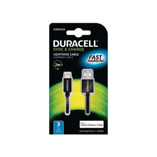 Duracell Kabel – Lightning to USB 2m - Black slika 1