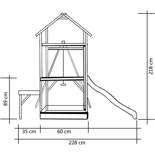 Set za igru s toboganom i ljuljačkama 238x228x218 cm borovina slika 20