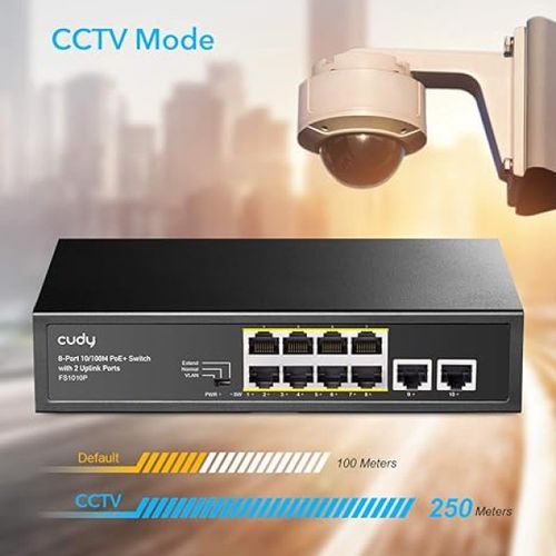 Cudy GS1010PS2 8-Port Gigabit PoE+ Switch with 2 Gigabit Uplink ports and 2 Gigabit SFP slot 120W slika 6