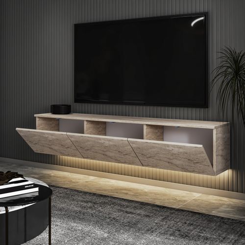 Woody Fashion TV stalak NEON ILLUMINATED, boja Travertine slika 4