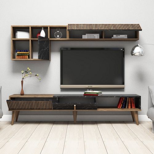 Woody Fashion TV jedinica, Milan - Walnut, Black slika 2