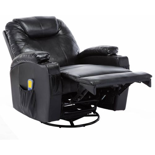 Električna ljuljajuća fotelja za masažu od umjetne kože crni slika 48