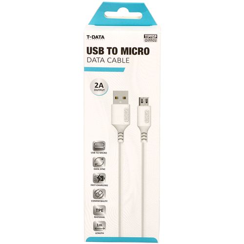 TipTop Office USB Mikro Kabal, 2.0A 1m, Bijela slika 1