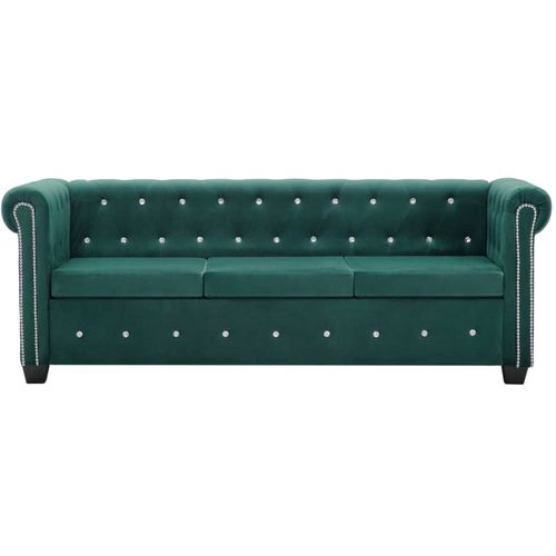 Trosjed Chesterfield s baršunastom presvlakom 199 x 75 x 72 cm zeleni slika 3