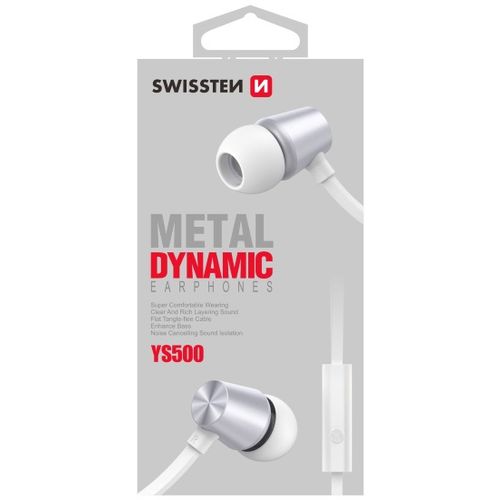 SWISSTEN slušalice + mikrofon, In-ear, metalne, srebrno/bijele DYNAMIC YS500 slika 1