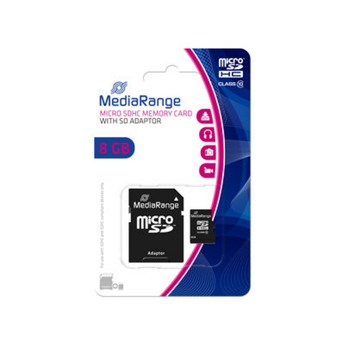 MEDIARANGE Mem. kartica microsdhc 8gb mediarange + sd adapter c10 mr957 slika 1