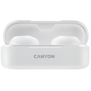 CANYON TWS-1 Bluetooth headset, with microphone, BT V5.0, Bluetrum AB5376A2, battery EarBud 45mAh*2+Charging Case 300mAh, cable length 0.3m, 66*28*24mm, 0.04kg, White