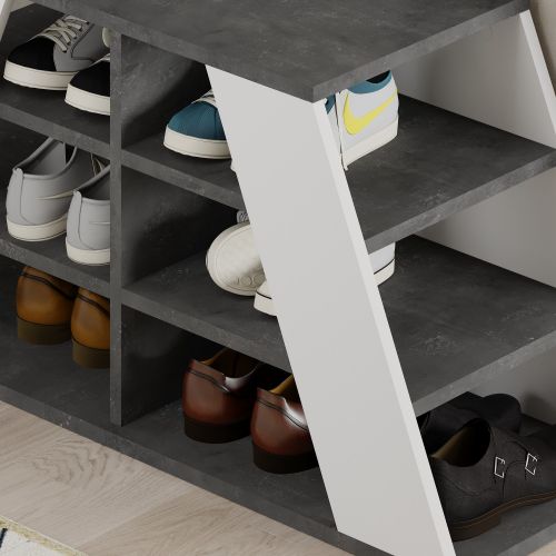 Pyramid Shoe Bench - Grey, White Grey
White Shoe Cabinet slika 4