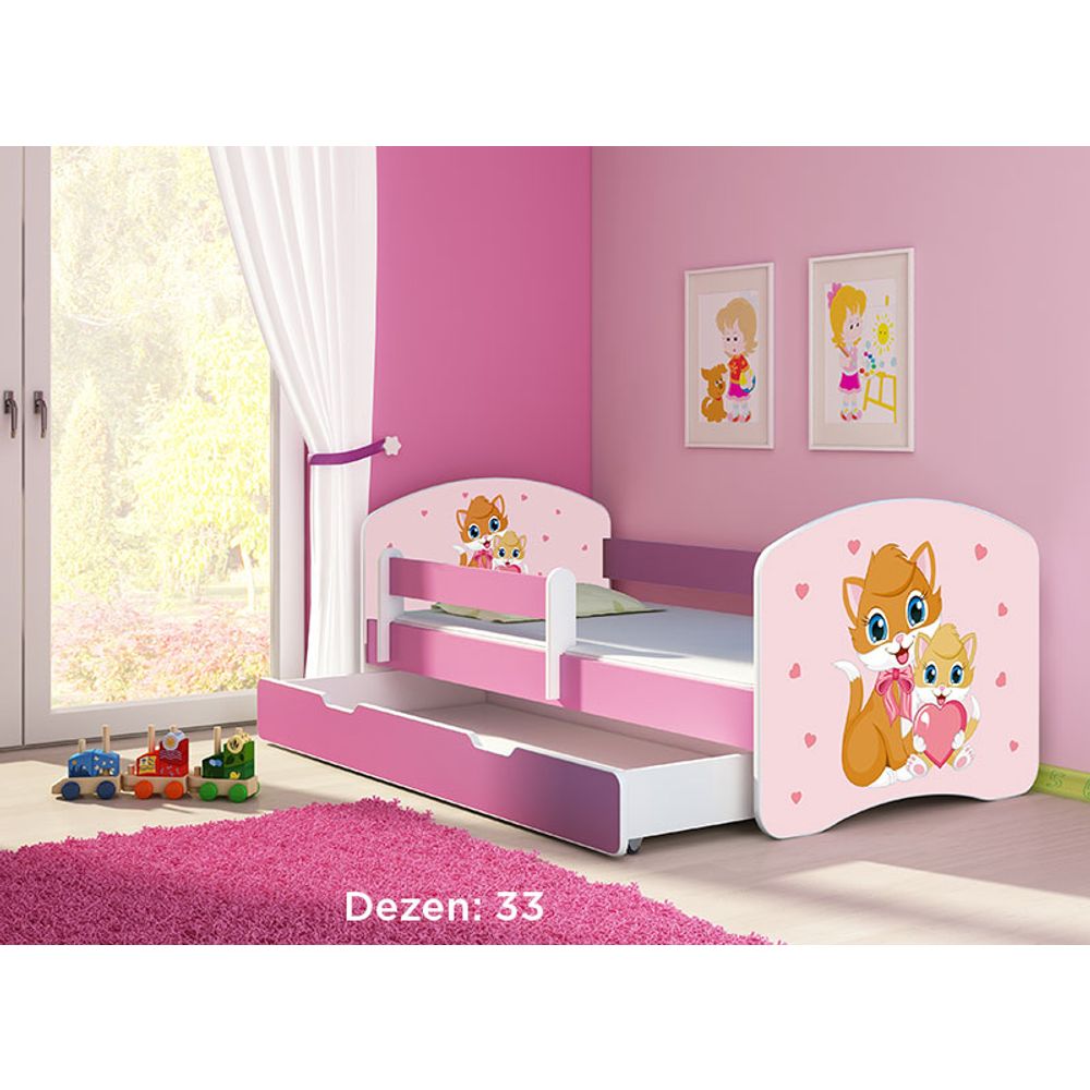 ACMA Dječiji krevet Acma II sa ladicom Pink - 160x80cm - Dezen 33 slika 2