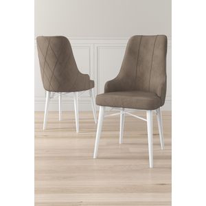 Neta - Cappuccino, Bijeli Set Stolica (4 Komada)
