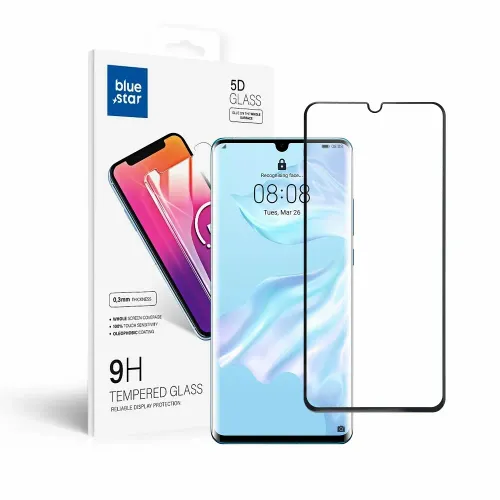 Blue Star 5D kaljeno staklo - za Huawei P30 Pro (full glue/case friendly) - crno slika 1