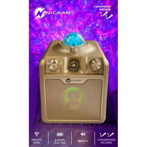 N-Gear karaoke Disco STAR 710, 50W, LED svjetla, LASER, 2*žič mikrofon, zlatni slika 4