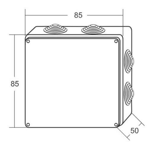 Razvodna kutija sa gumenom zaptivkom ME-K85x85x50mm (7 uvodnica) IP55 slika 2