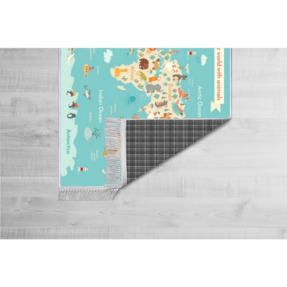 Tanka staza sa digitalnim printom Mapa svijeta (100 x 150 cm) ELS577 slika 5