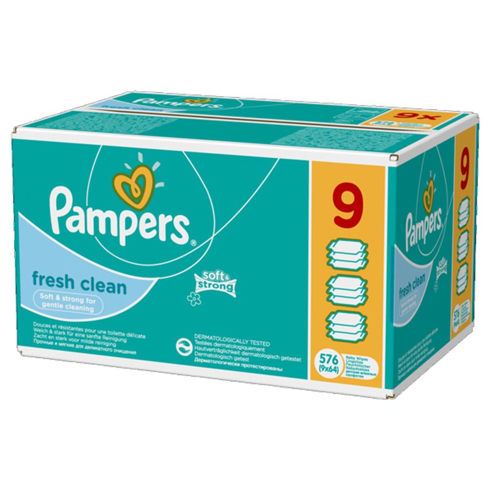 Pampers Dječje vlažne maramice Fresh Clean, 9 x 64 komada slika 1
