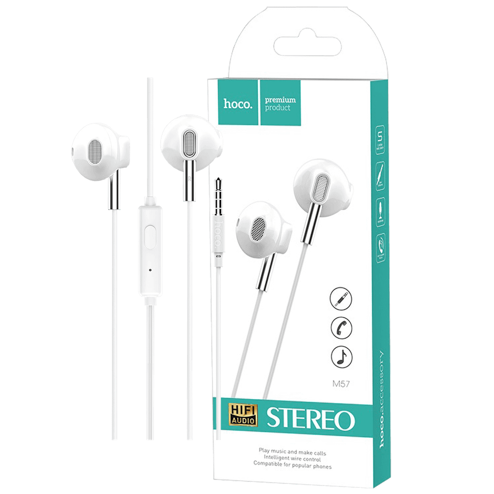 hoco. Slušalice sa mikrofonom, 3.5 mm,dužina kabela 1.2 met,bijela - M57 Sky sound, White slika 1