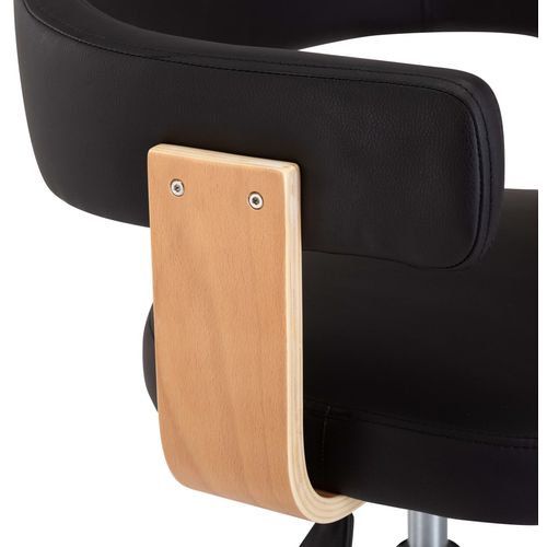 Okretna uredska stolica od savijenog drva i umjetne kože crna slika 37