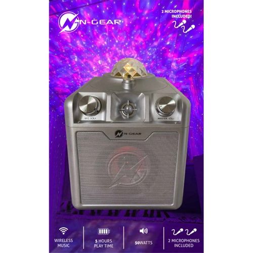N-Gear karaoke Disco STAR 710, 50W, LED svjetla, LASER, 2*žič mikrofon, srebrni slika 4