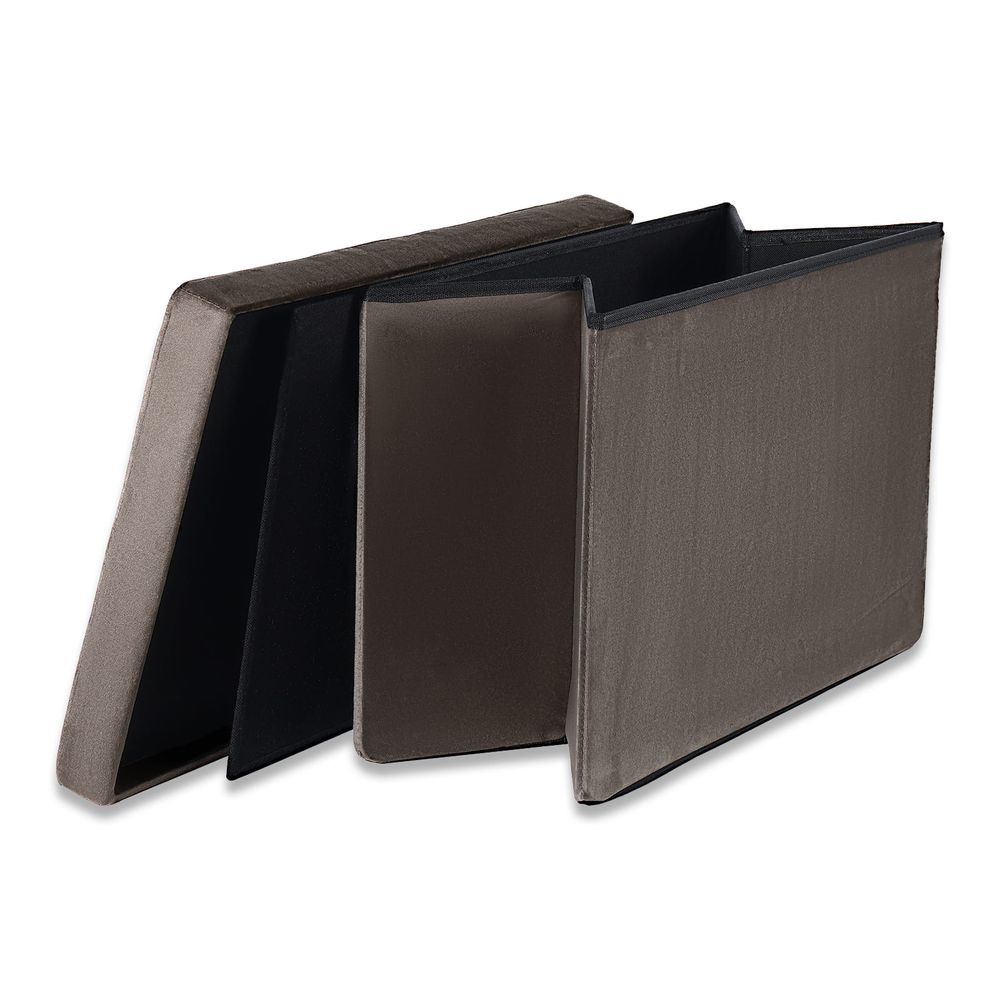 Sklopivi tabure XL s gumbima - 60x38x38cm baršunasto smeđa slika 4
