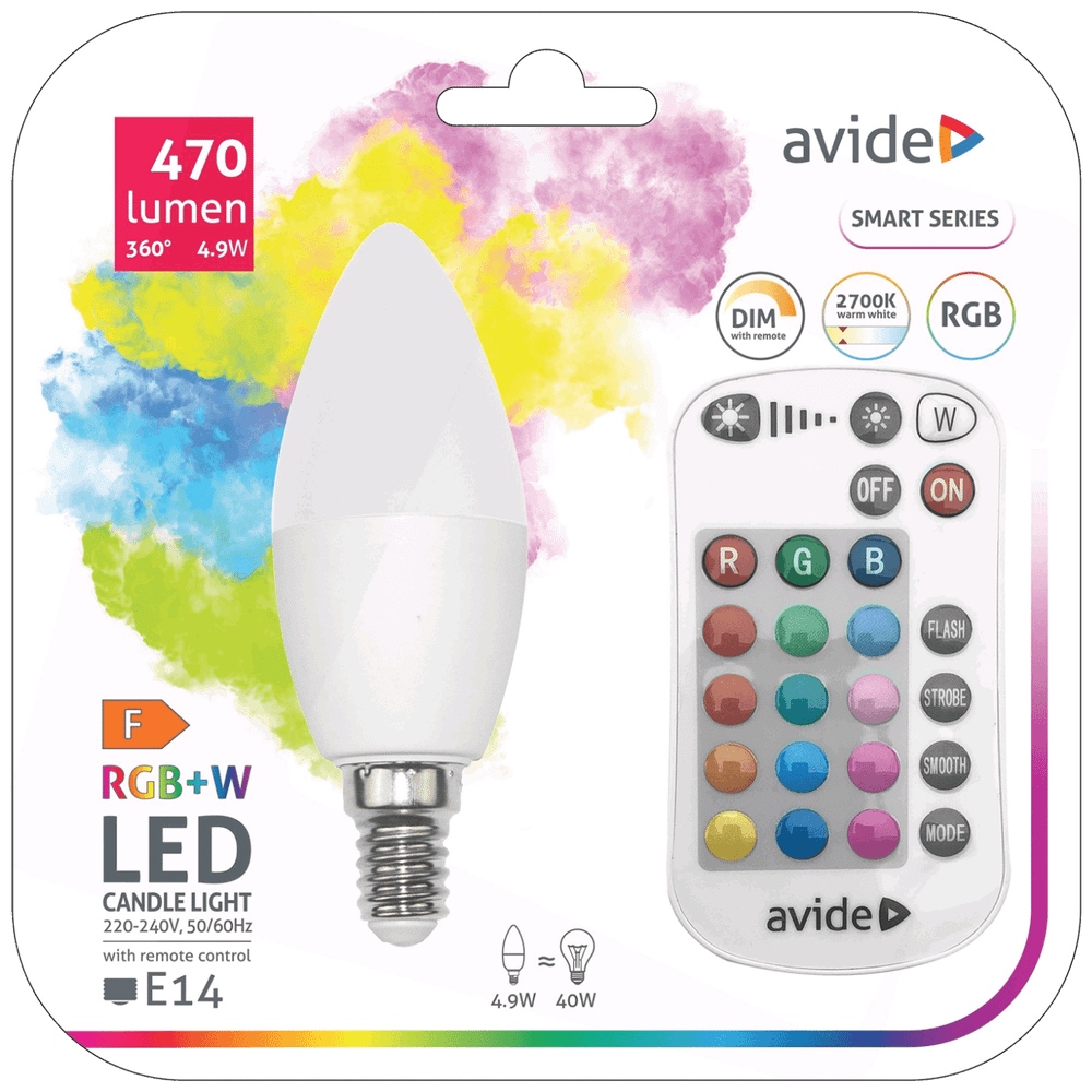 Avide Pametna sijalica, LED 4.9W, E14, RGB+W, 2700K, daljinski - Smart LED Candle 4.9W slika 1