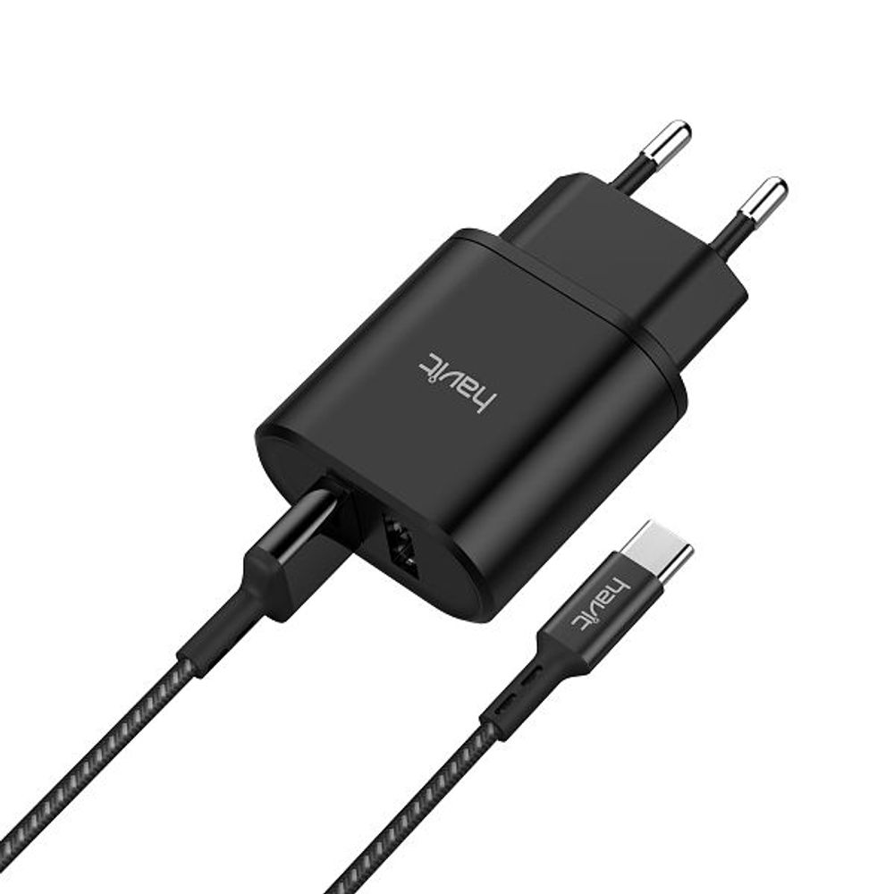 HAVIT PUNJAČ KUĆNI DUO USB-Type C sa bežičnim punjačem za Sat PD22W UC132 EU slika 1