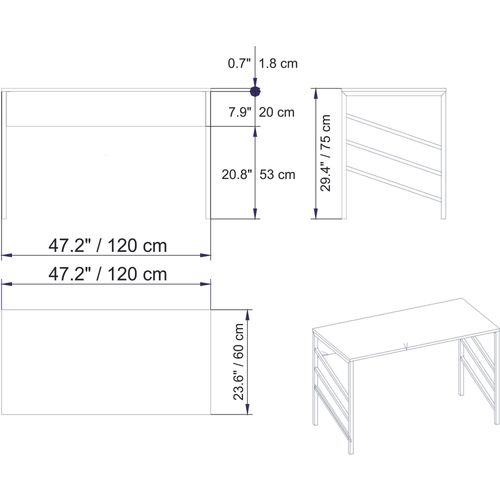 Tuna - White White Study Desk slika 4