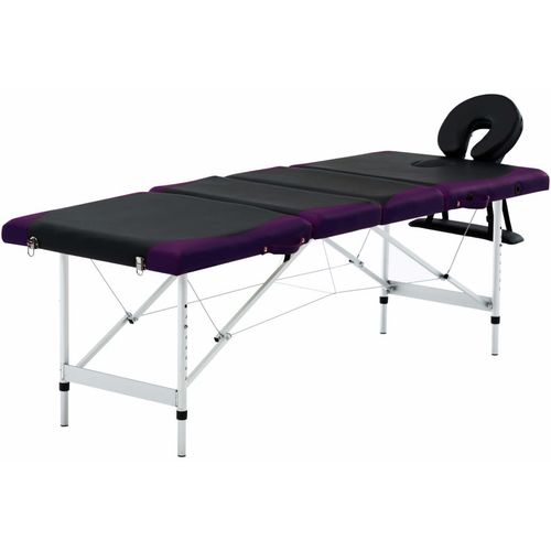 Sklopivi masažni stol s 4 zone aluminijski crno-ljubičasti slika 1