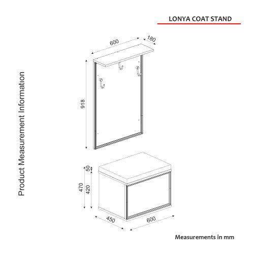 Lonya - Brown, White v2 Brown
White Hall Stand slika 7