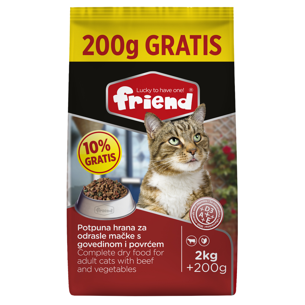 Friend suha hrana za mačke Govedina 2kg + 200g slika 1