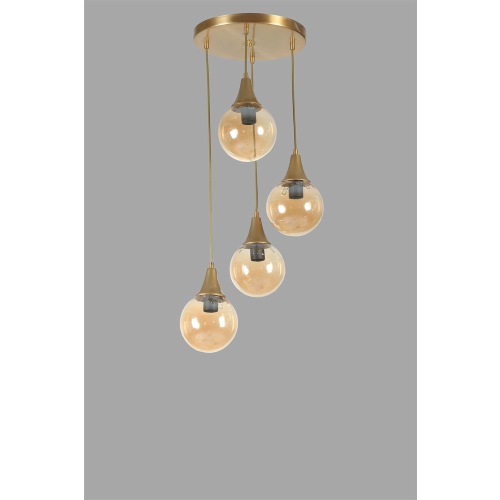 Afra 4 Lü Tepsili Eskitme Bal Camlı Sarkıt Amber Gold Luster slika 4