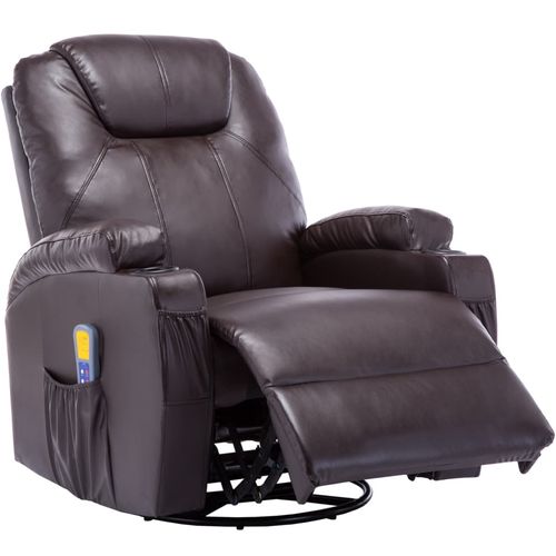 Električna ljuljajuća fotelja za masažu od umjetne kože smeđa slika 47