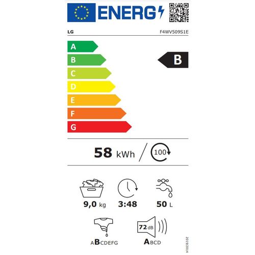 LG F4WV509S1E 9 kg, max. 1400 obrtaja/min., Mašina za pranje veša sa parom, AI DD™ tehnologija, TurboWash™, WiFi Funkcija slika 11