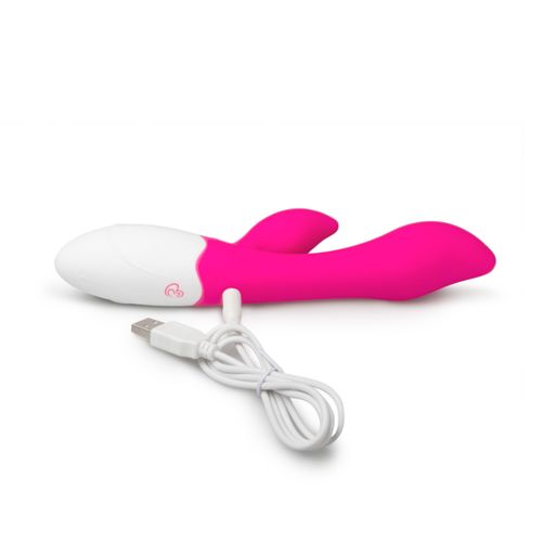 Silikonski G-spot Rabbit Vibrator - Roza/Bijeli slika 6