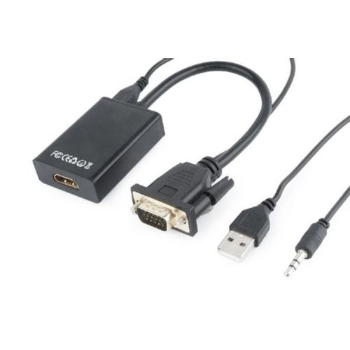 Gembird VGA to HDMI adapter cable, 0,15m, black slika 1