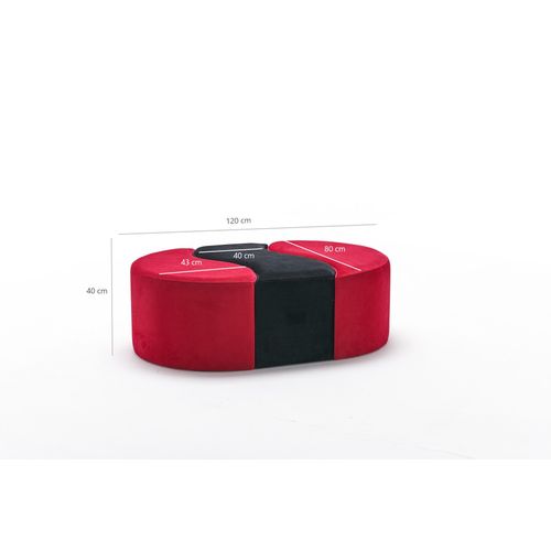 Atelier Del Sofa Tabure, Crno Crvena, Alya Puf - Red, Black slika 7