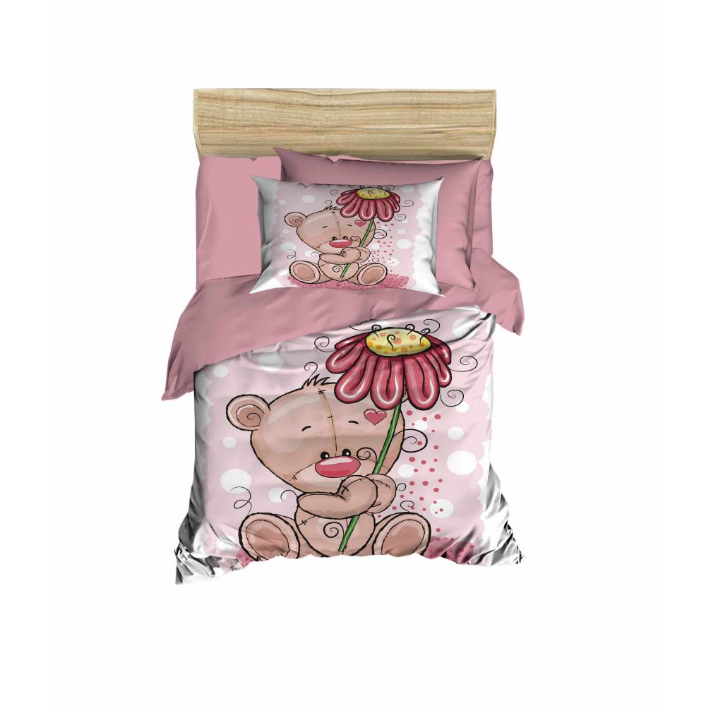Set posteljine za bebe PH119 u roza, bijeloj i smeđoj boji slika 1
