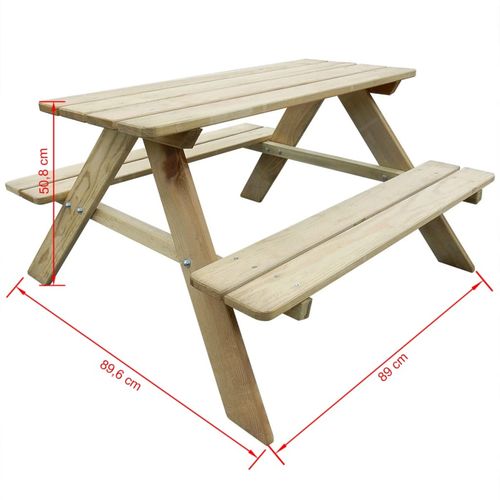 Dječji stol za piknik 89 x 89,6 x 50,8 cm od borovine slika 16