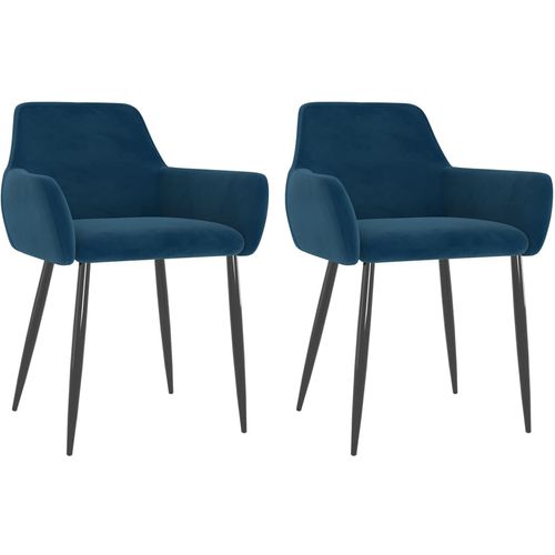 Blagovaonske stolice 2 kom plave baršunaste slika 8