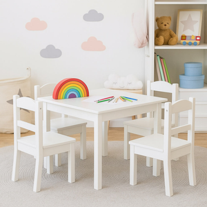 Kinder Home Dječiji drveni sto sa četiri stolice, Bijeli