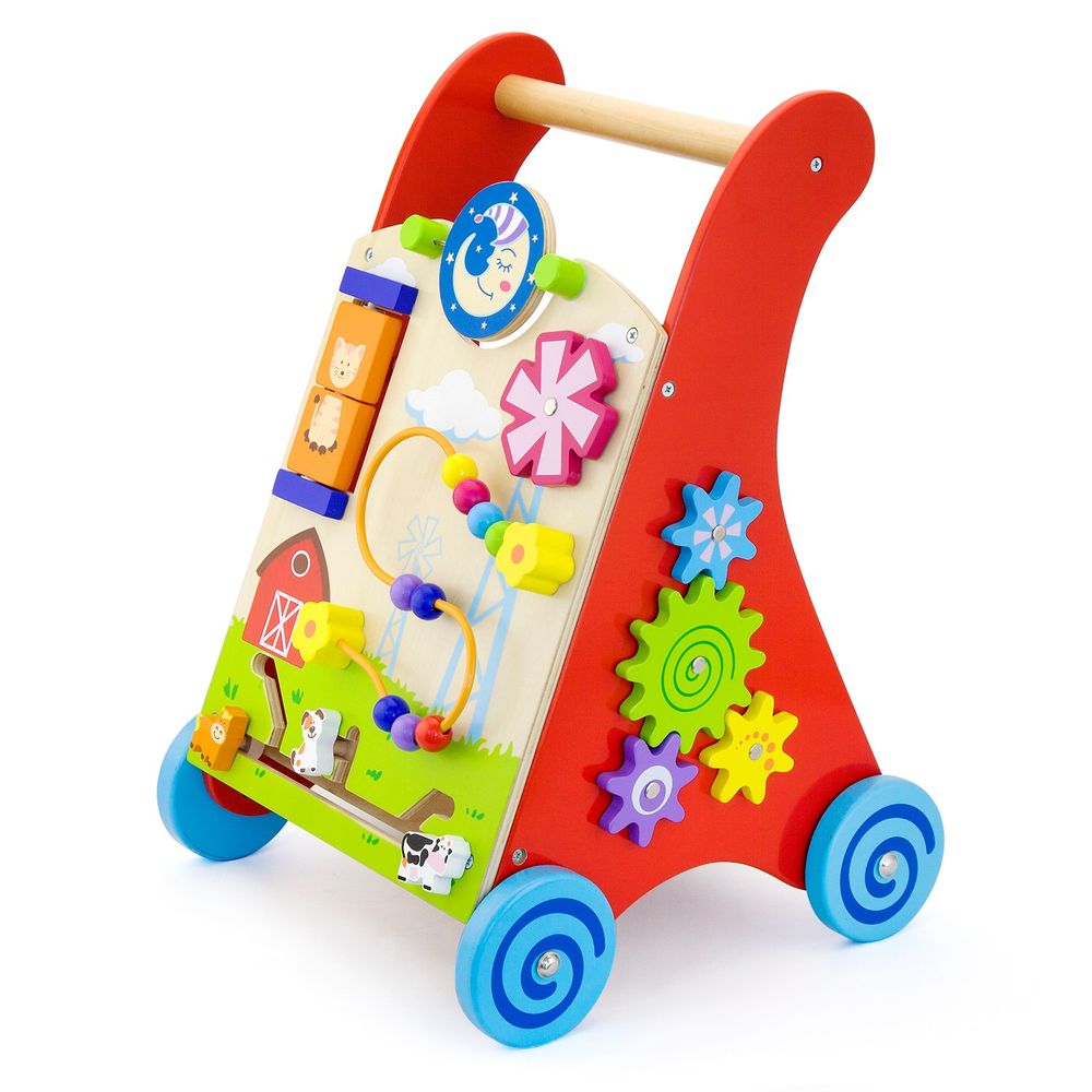 Viga Drvena guralica Activity Baby Walker, Crvena slika 2