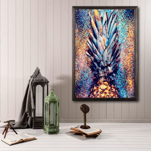 Wallity Drvena uokvirena slika, Shiny Pineapple slika 1