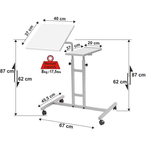 Woody Fashion Samostojeći stol za prijenosno računalo, Bijela boja, Glen - White slika 13