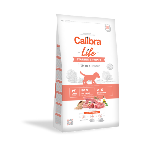 Calibra Dog Life Starter & Puppy Lamb, potpuna i uravnotežena superpremium hipoalergena dehidrirana hrana za štence (do 3 mjeseca), također pogodna za gravidne i kuje koje doje, 12 kg slika 1