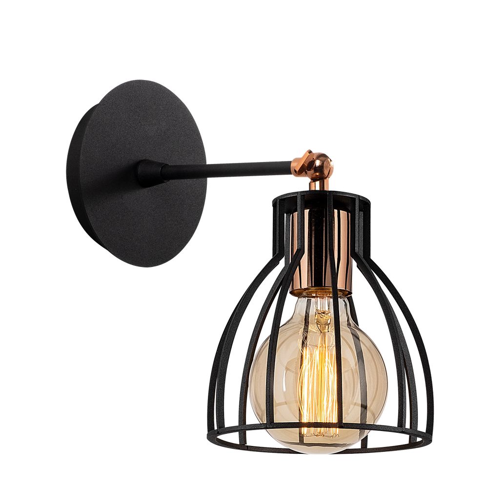 Kemah - N-1238 Crna i Brončana Zidna Lampa slika 3
