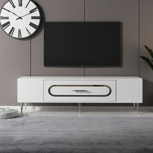 TV Stalak Dekop3 - Bijela i Srebrna