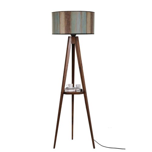 Sehbalı tripod lambader ceviz silindir renkli abajurlu Multicolor Floor Lamp slika 2