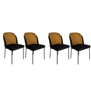 Dore-142 V4 Mustard Crni Set Stolica (4 Komada)