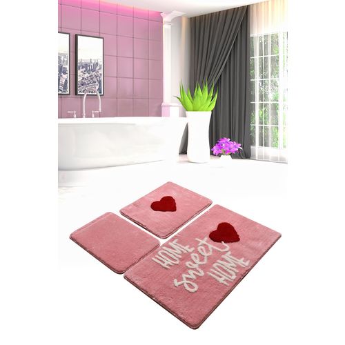 Home Sweet Home - Pink Pink Acrylic Bathmat Set (3 Pieces) slika 2