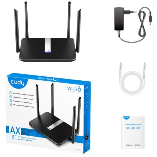 Cudy X6 AX1800 Dual Band 2.4+5Ghz MESH Wi-Fi Ruter 1W/4LAN Gbit, 4x5dBi Wisp/AP/REP/VPN/TR069 slika 1